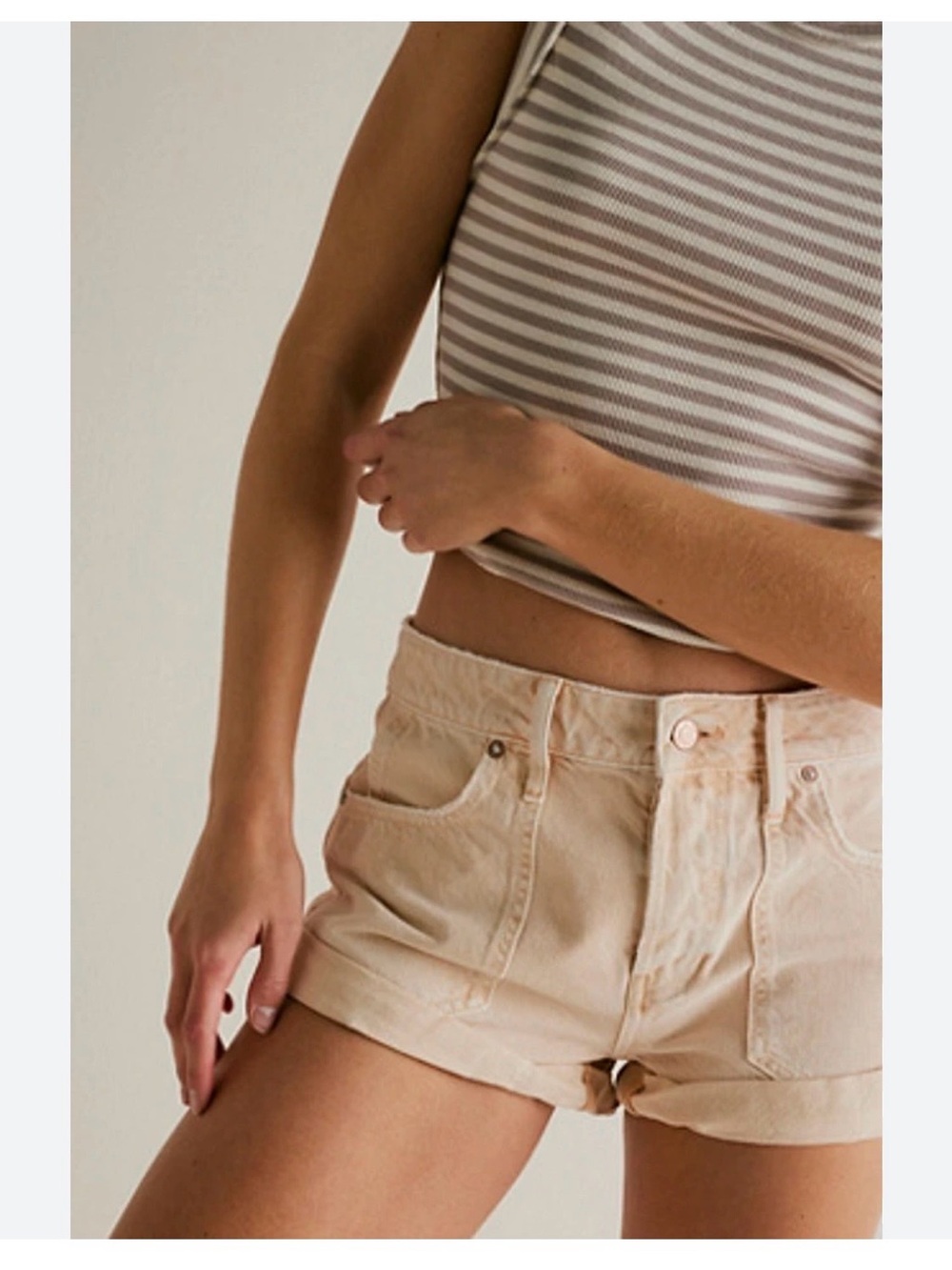 Free People Beginners Luck low rise slouch denim shorts.